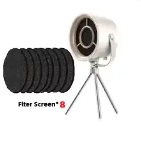 Portable fan with tripod and smoke filter screens.