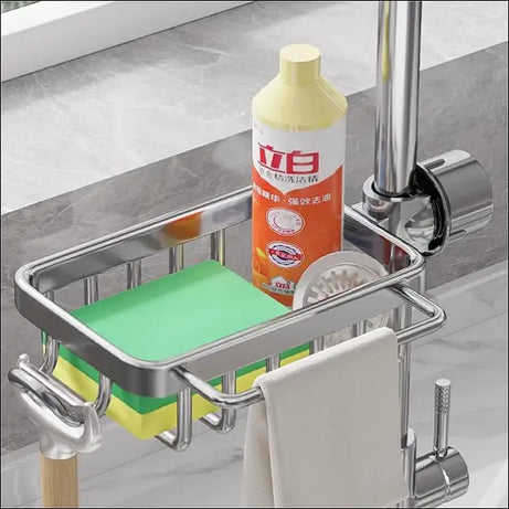 Chefio SinkSmart Organizer: Stainless Steel Sink Caddy, Sponge & Soap Holder. Kitchen Storage Solution - Rustproof Design!