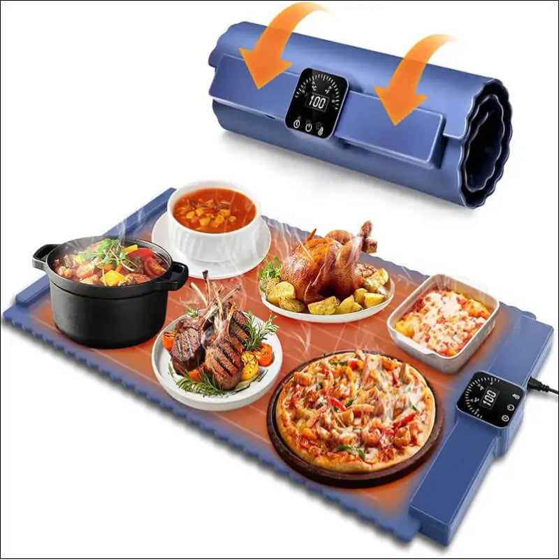 Chefio Electric Food Warmer Tray: Keep Pizza, Roast Chicken, Steak, Casserole Warm. Temperature Controlled Warming Mat