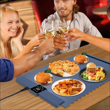 Electric Food Warmer Tray: Heated Mat Keeps Food Warm for Parties & Gatherings. Digital Display, Portable, Adjustable Temp.