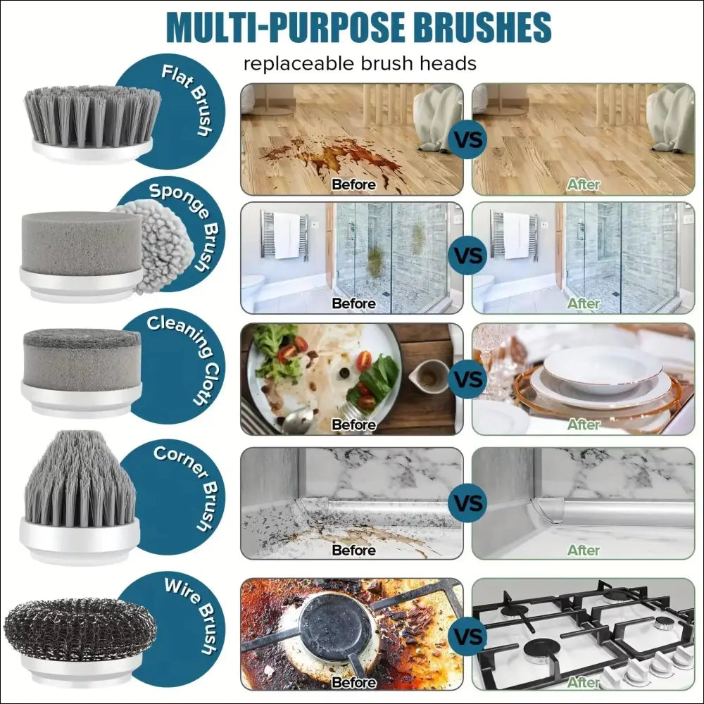 Multi-purpose cleaning brushes with replaceable heads for various surfaces.