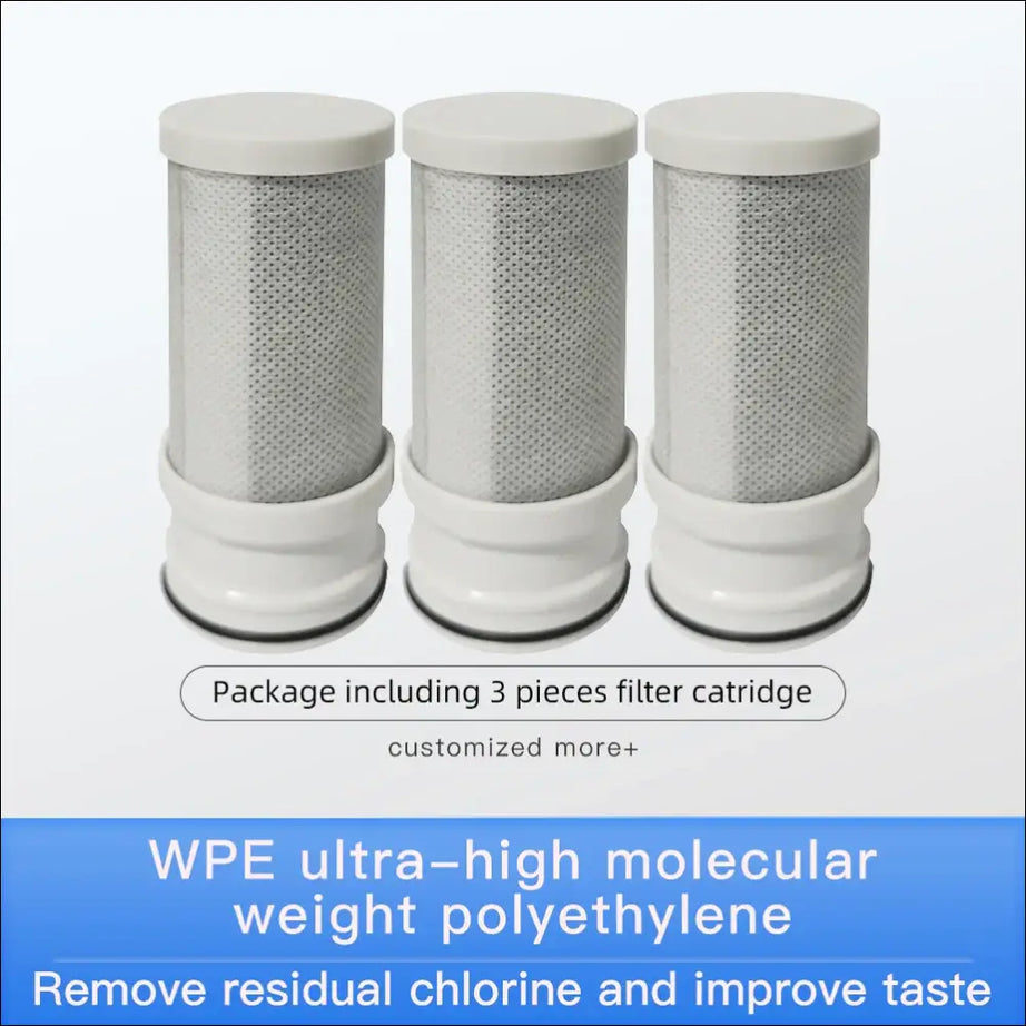 Three clean water filter cartridges to remove residual chlorine.