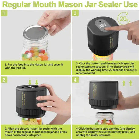 VacuumMaster Jar Seal Kit: Sealing a Regular Mouth Mason Jar. Food Preservation.